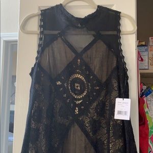 Free People Black and Nude Lace Sleeveless Dress
